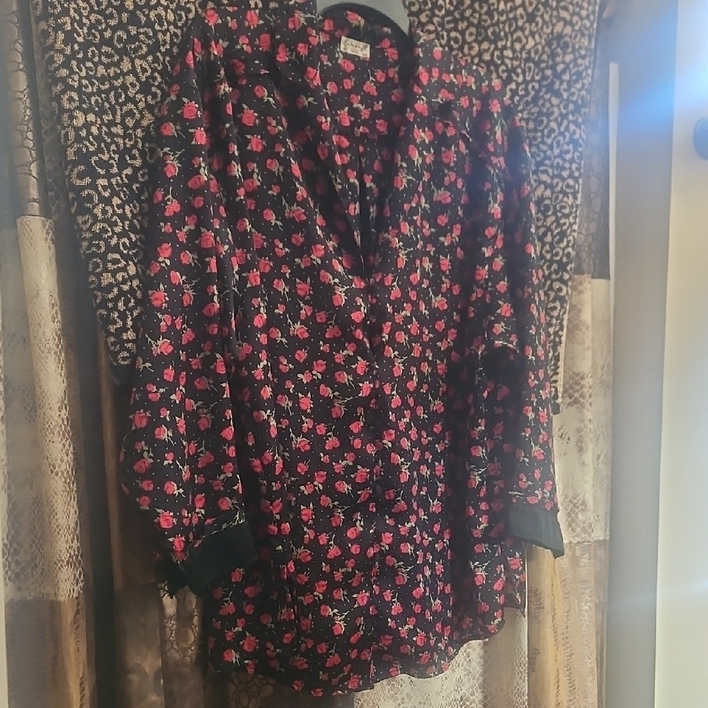 Free People Dark Floral Pajama Top